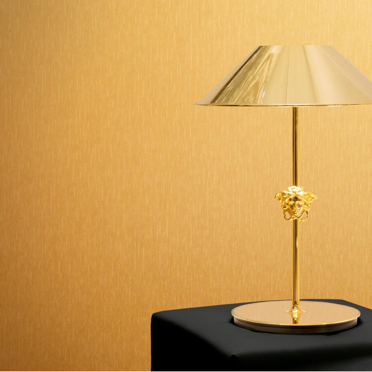 Versace Glossy Yellow Non-Woven Plain Designer Wallpaper by Luxury Group International