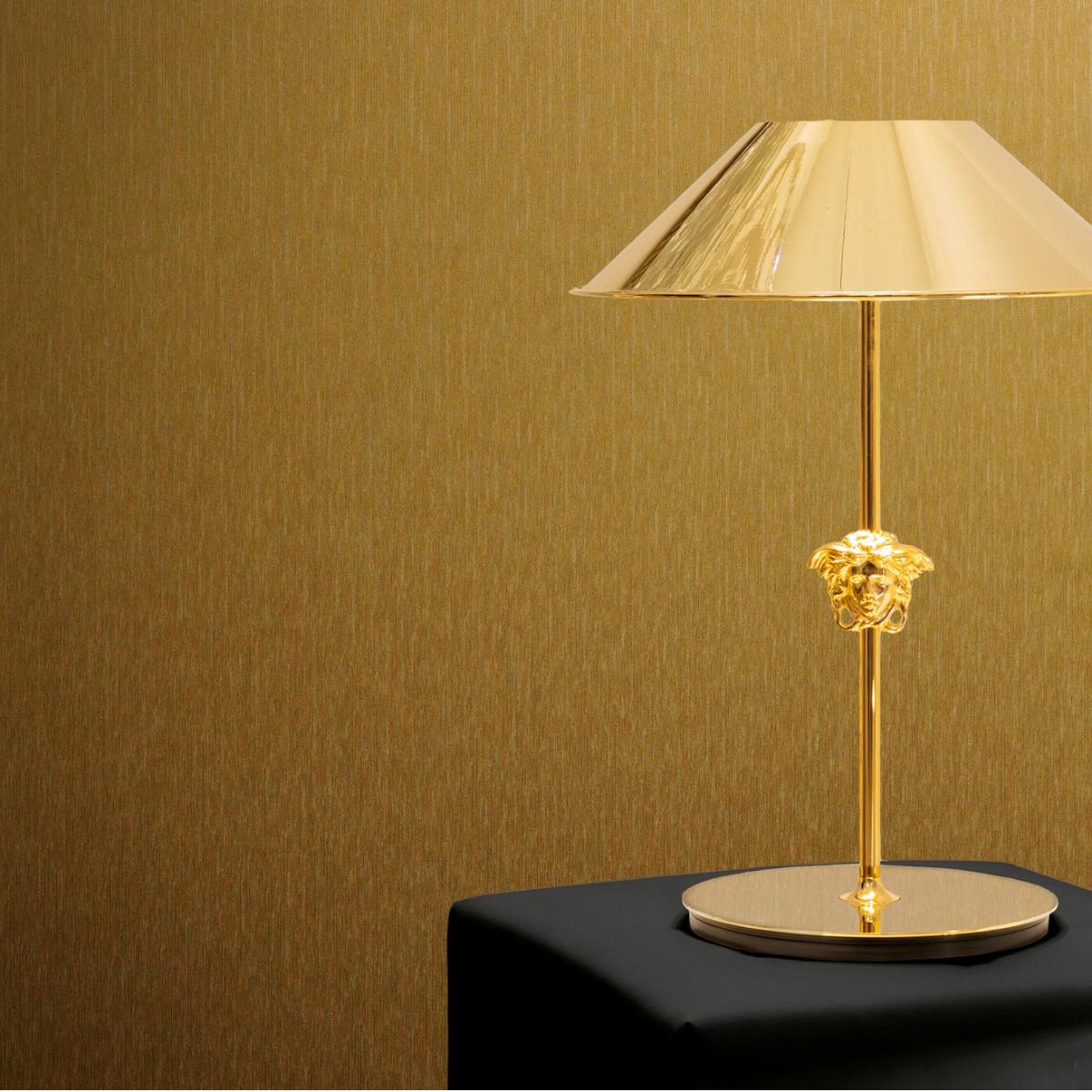 Versace Golden Glossy Non-woven Designer Wallpaper by Luxury Group International