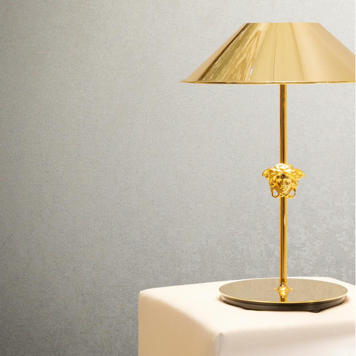 Papier peint design Versace Gris Argent Métallique Uni Texturé Brillant par Luxury Group International