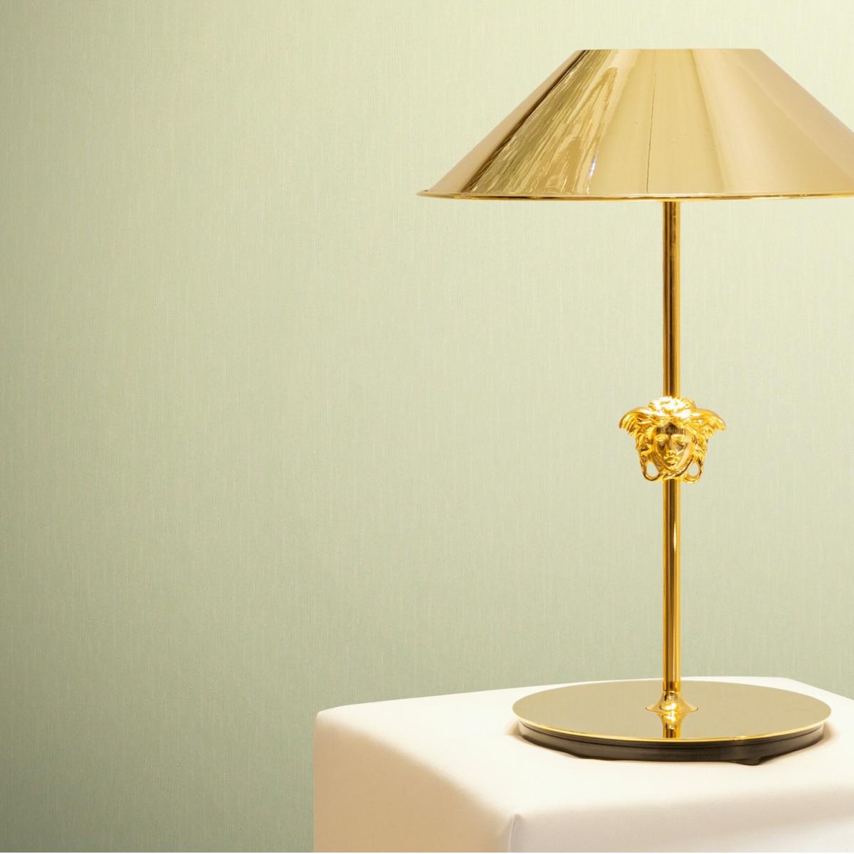 Carta da Parati Versace Verde Chiaro a Tinta Unita di Design di Luxury Group International