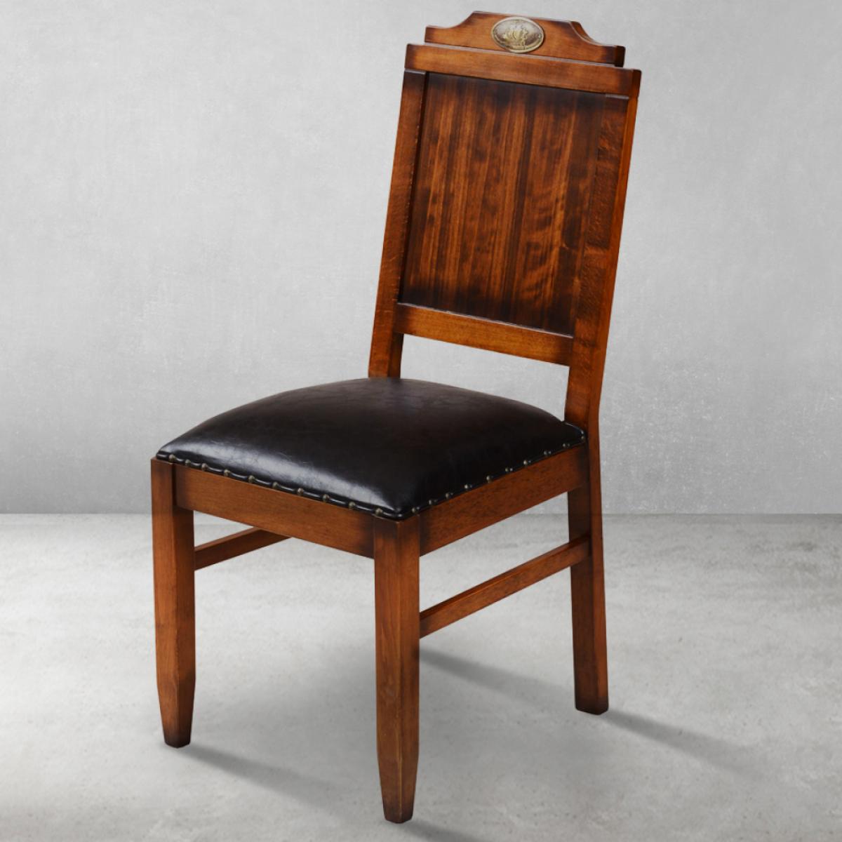 Vintage Luxury Wooden Dining Chair with Leather Upholstered Seat - Dining Room Furniture Front View by Luxury Group International