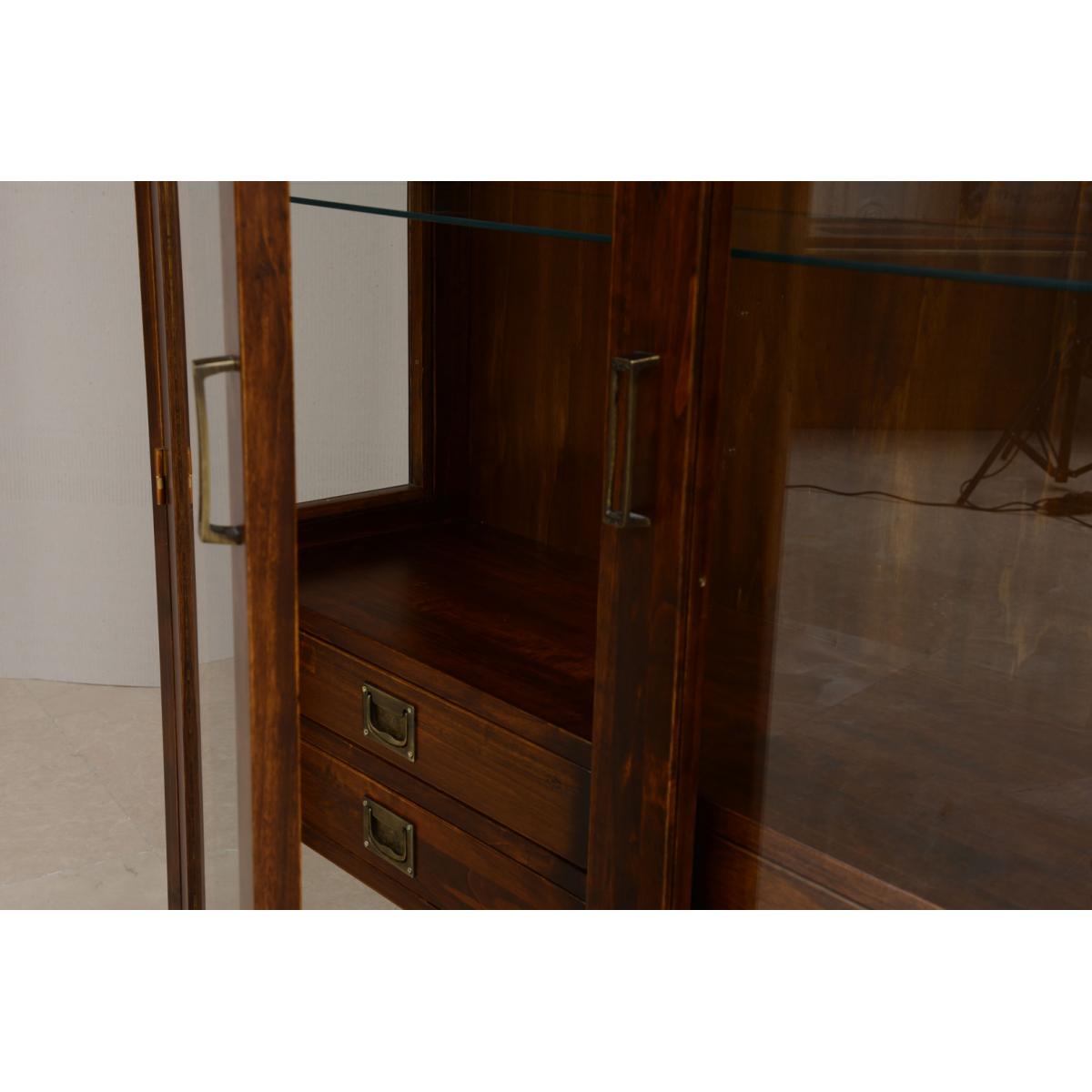 Vintage Style Luxury Display Cabinet with Glass Doors & Interior Drawer Storage - Vintage Style Furniture Detail View by Luxury Group International