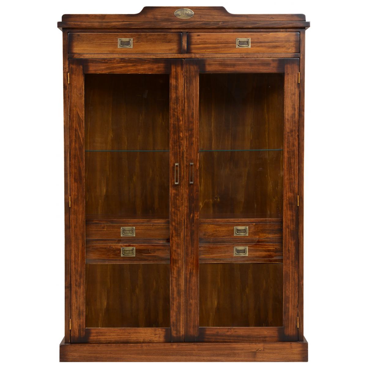 Vintage Style Luxury Display Cabinet with Glass Doors & Interior Drawer Storage - Vintage Style Furniture Front View by Luxury Group International