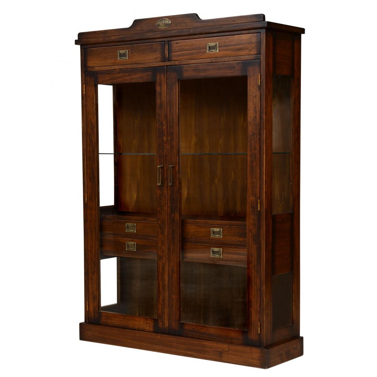 Vintage Style Luxury Display Cabinet with Glass Doors & Interior Drawer Storage - Vintage Style Furniture Front View by Luxury Group International