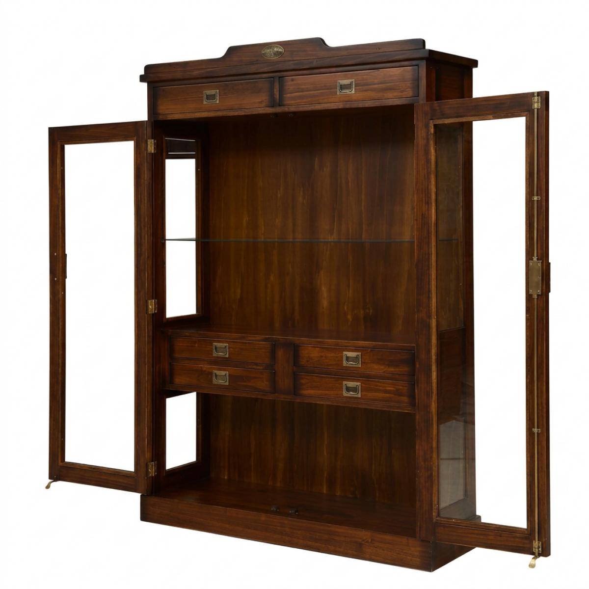 Vintage Style Luxury Display Cabinet with Glass Doors & Interior Drawer Storage - Vintage Style Furniture Inside View by Luxury Group International