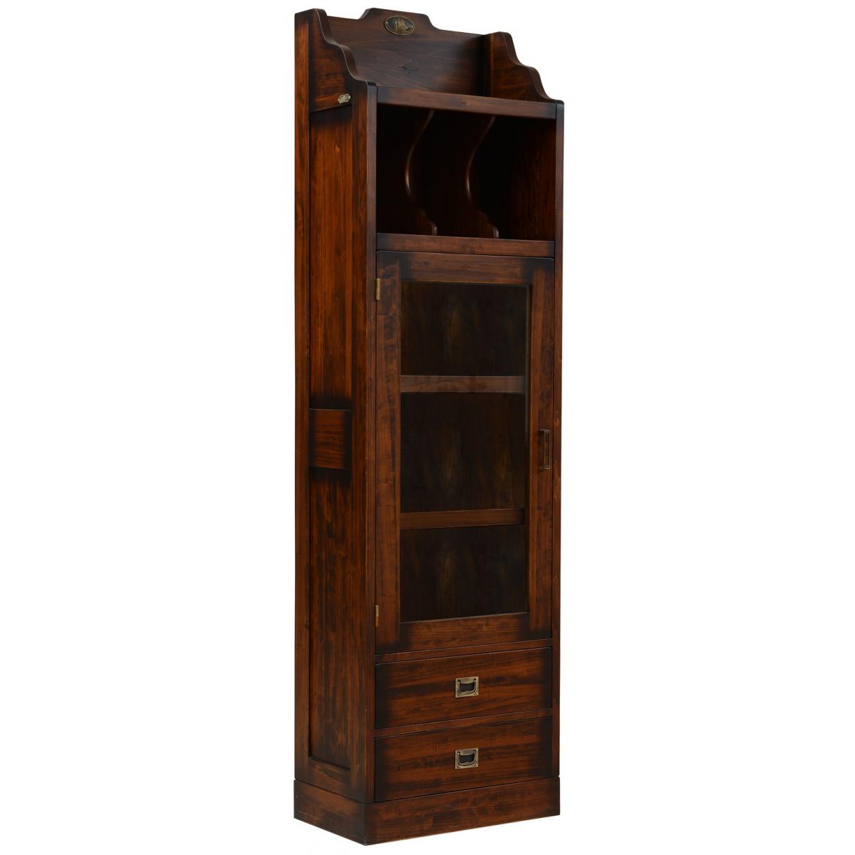 Vintage Style Luxury Glass Cabinet with Open Upper Shelving & Base Drawers - Vintage Style Furniture Front View by Luxury Group International