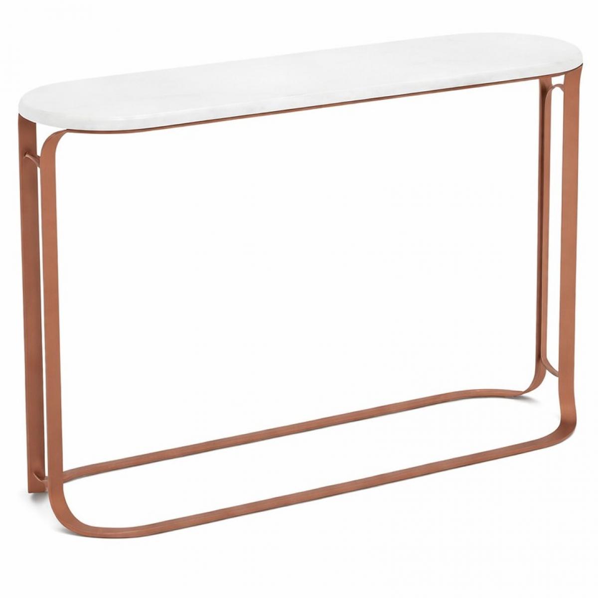 Console de luxe avec plateau en marbre blanc et base en cuivre par Luxury Group International