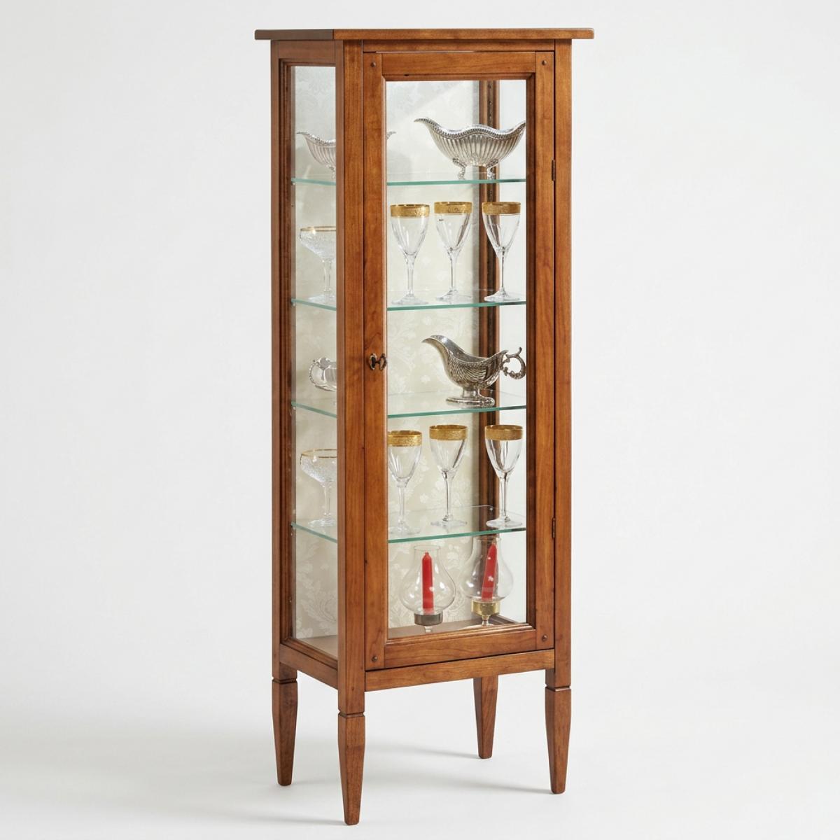 Wooden Luxury Display Cabinet with Glass Panels – Tall Baroque Storage Showcase - Baroque Furniture Front View by Luxury Group International