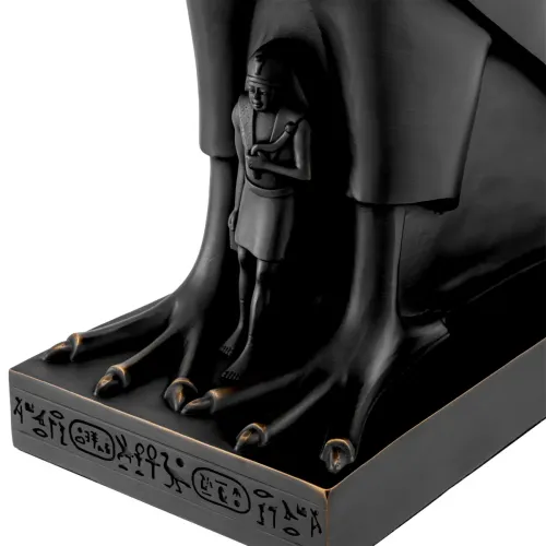 Lampada da tavolo di lusso con base a forma di falco nero e paralume beige plissettato di Luxury Group International
