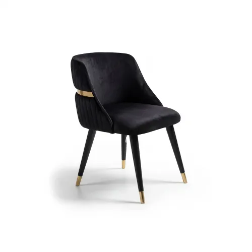 Schwarzer Samt bezogener goldener Luxus moderner Esszimmerstuhl von Luxury Group International