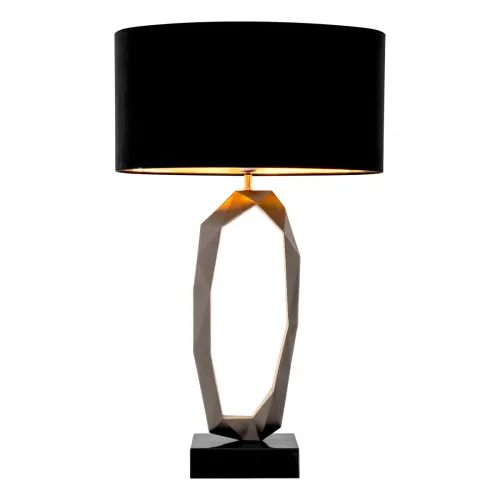 Lampada da tavolo moderna con paralume nero, base in ottone antico dorato di Luxury Group International