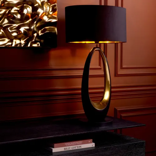 Black Lampshade Gold Plated Luxury Modern Designer Table Lamp by Luxury Group International