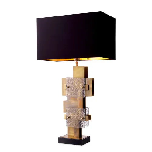 Lampada da tavolo moderna di lusso con paralume nero e design in vetro dorato di Luxury Group International