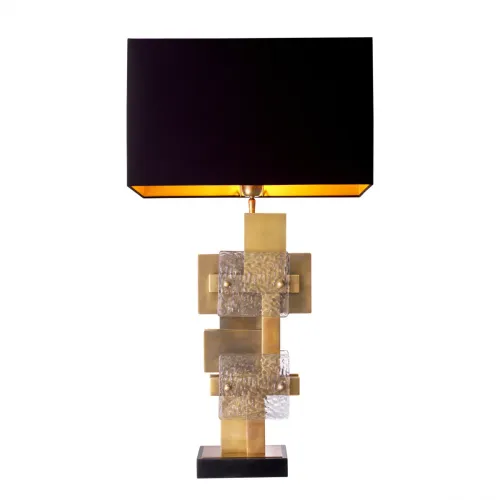 Black lampshade luxury modern gold table lamp with glass design by Luxury Group International