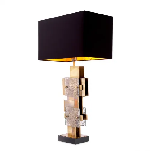 Black lampshade luxury modern gold table lamp with glass design by Luxury Group International
