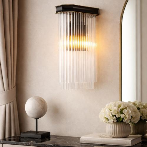 Lampada da Parete di Lusso Moderna Nera a Tubi di Vetro Trasparente a Livelli di Luxury Group International