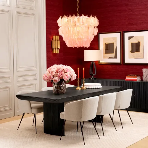 Lampada da tavolo di lusso nera con paralume avorio di Luxury Group International