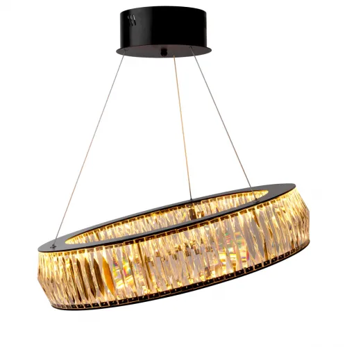 Black Modern round crystal glass luxury LED chandelier by Luxury Group International