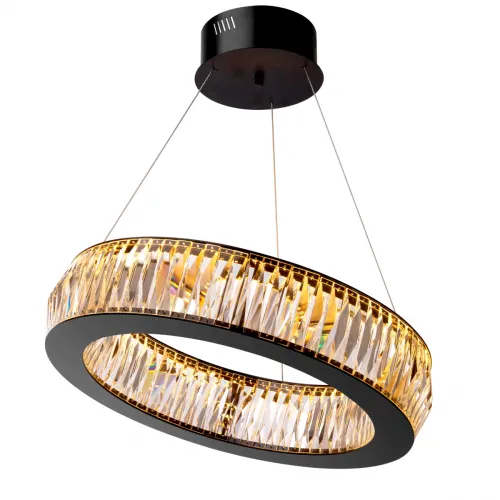 Black Modern round crystal glass luxury LED chandelier by Luxury Group International