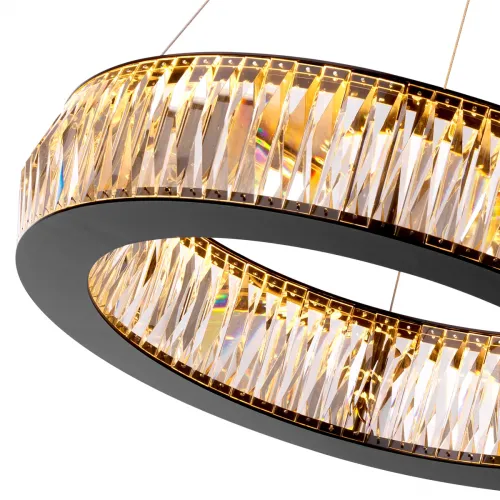 Black Modern round crystal glass luxury LED chandelier by Luxury Group International