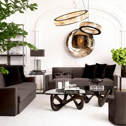 Black Modern round crystal glass luxury LED chandelier by Luxury Group International