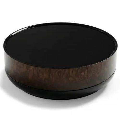 Black round top luxury modern coffee table by Luxury Group International