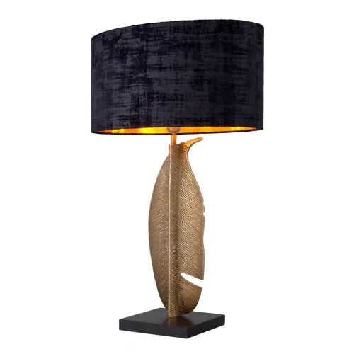 Black shade golden leaf design luxury modern table lamp by Luxury Group International