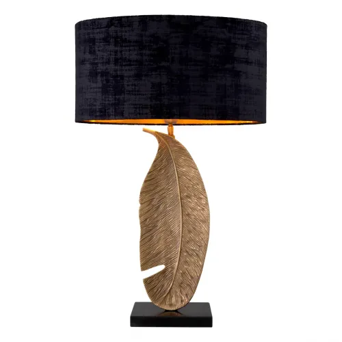 Black shade golden leaf design luxury modern table lamp by Luxury Group International