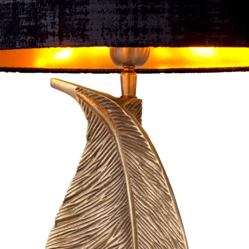 Black shade golden leaf design luxury modern table lamp by Luxury Group International