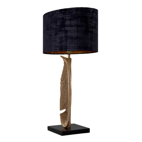 Black shade golden leaf design luxury modern table lamp by Luxury Group International