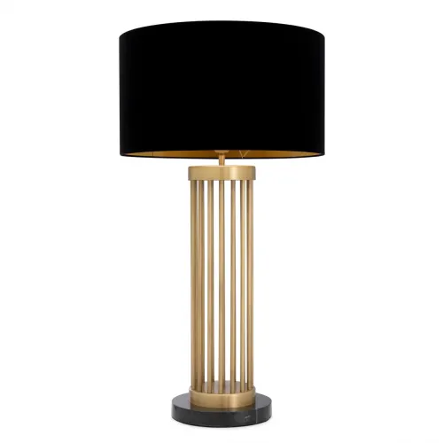 Lampada da Tavolo Moderna di Lusso con Paralume Nero e Base a Bastone Dorato di Luxury Group International