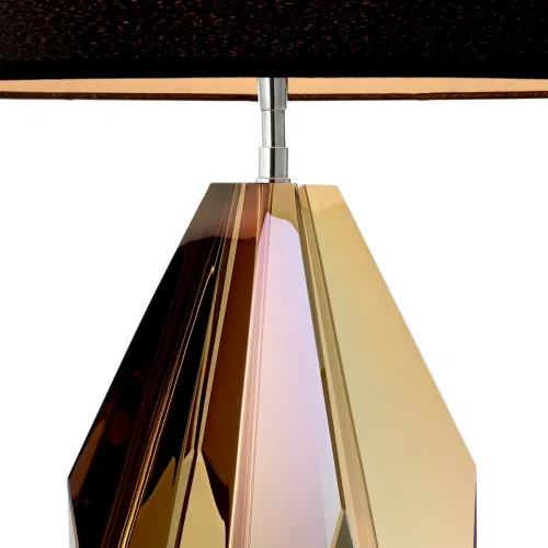 Black shade Modern Amber crystal glass Luxury Table Lamp with faceted base by Luxury Group International