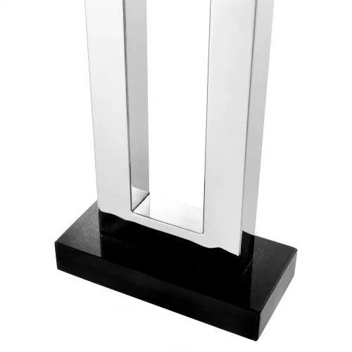 Black Shade Polished Stainless Steel Silver Toned Base Luxury Table Lamp by Luxury Group International