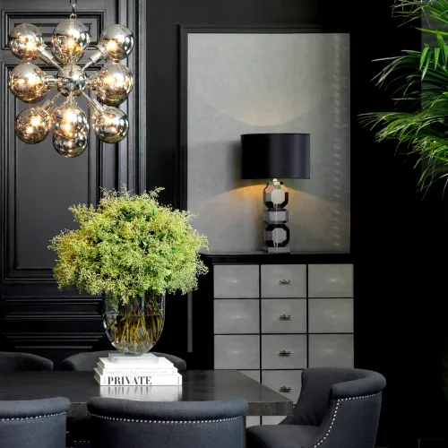 Black shade Smoke crystal glass luxury modern table lamp by Luxury Group International