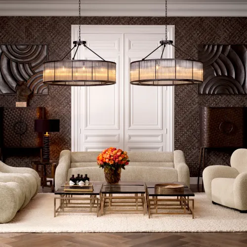 Black Stacked Pebble Luxury Modern Table Lamp by Luxury Group International