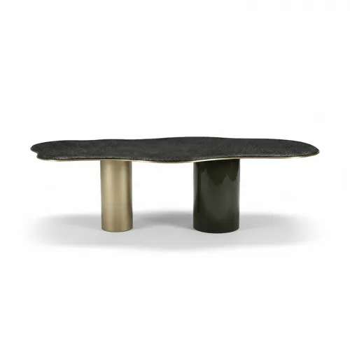 Black Top Organic Shape Dining Table With Golden Legs by Luxury Group International