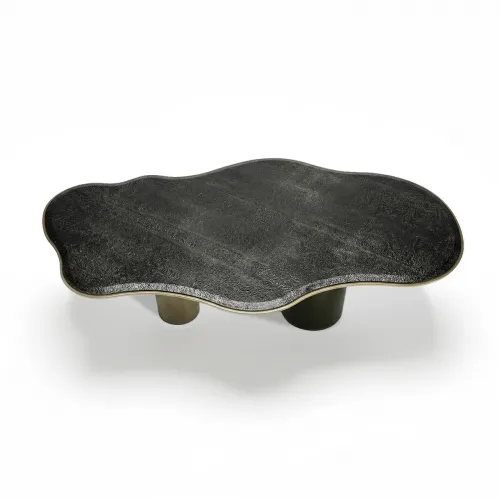 Black Top Organic Shape Dining Table With Golden Legs by Luxury Group International