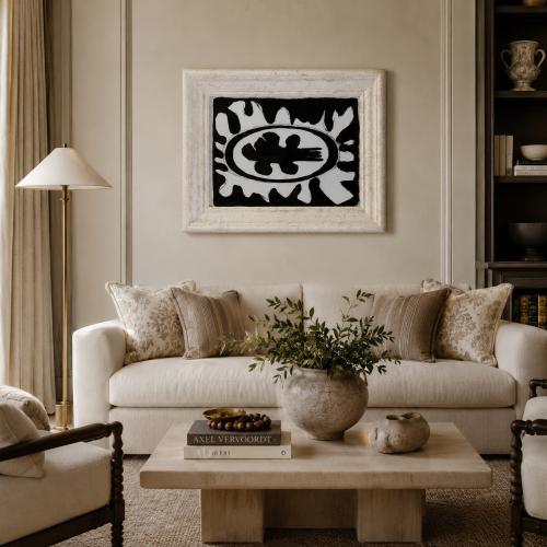 Schwarz-Weiß Luxus Abstrakte Gerahmte Wandkunst für Moderne Innenräume von Luxury Group International