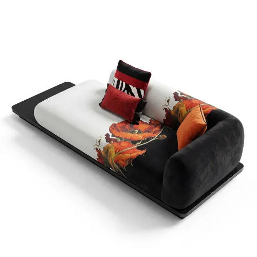 Schwarz-Weißes Luxus Modernes Sofa mit Blumenmuster von Luxury Group International