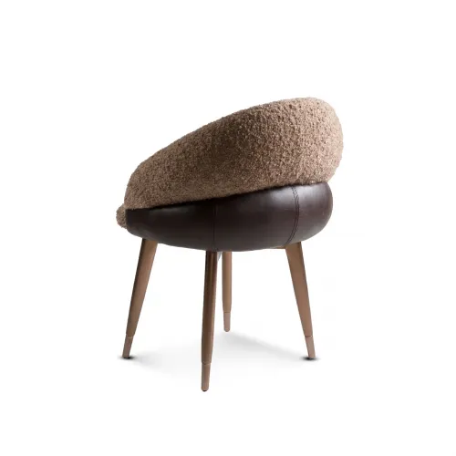 Silla de Comedor Tapizada Moderna de Lujo en Marrón y Beige por Luxury Group International