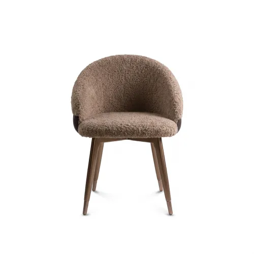 Silla de Comedor Tapizada Moderna de Lujo en Marrón y Beige por Luxury Group International