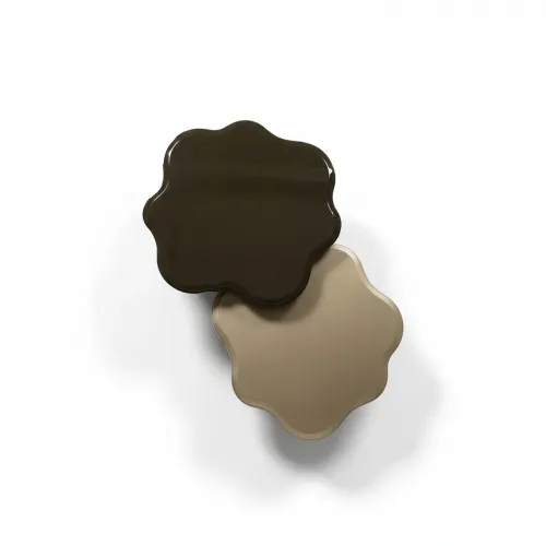 Brown & Beige Sculptural Amorphous Luxury Modern Nesting Coffee Table set of 2 by Luxury Group International