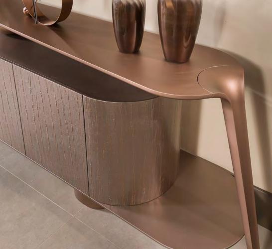 Brown Luxury Modern Wood Sideboard Cabinet with Bronze Accents by Luxury Group International