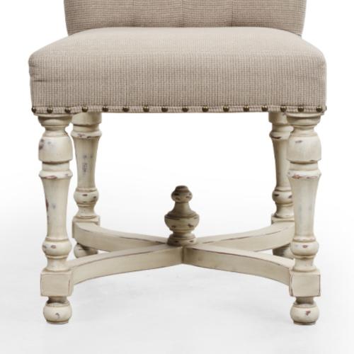 Button-Tufted Baroque Luxury Dining Chair with Cream Fabric Upholstery - Dining Room Furniture Detail View by Luxury Group International