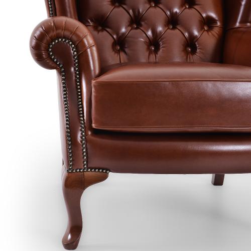 Chesterfield Wingback Luxury Leather Sofa with Deep Tufted Quilted Upholstery - Living Room Furniture Detail View by Luxury Group International