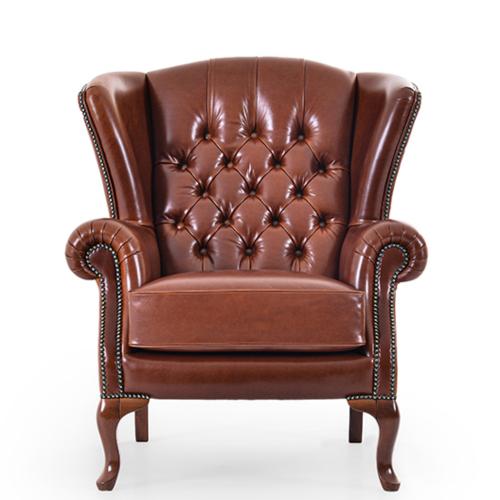 Chesterfield Wingback Luxury Leather Sofa with Deep Tufted Quilted Upholstery - Living Room Furniture Front View by Luxury Group International