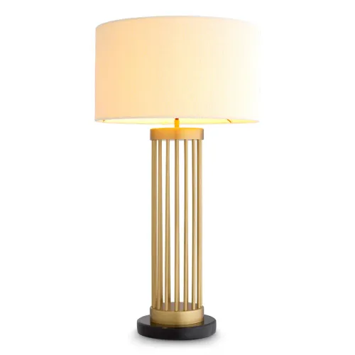 Lampada da Tavolo Moderna di Lusso con Paralume Bianco e Base in Asta Dorata di Luxury Group International