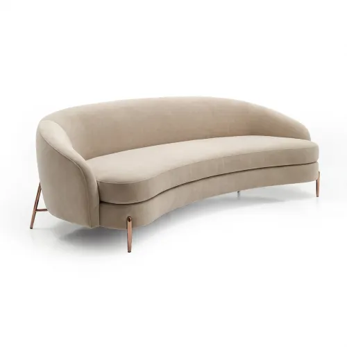 Canapé en cuir courbé moderne de luxe en tissu mat beige crème par Luxury Group International