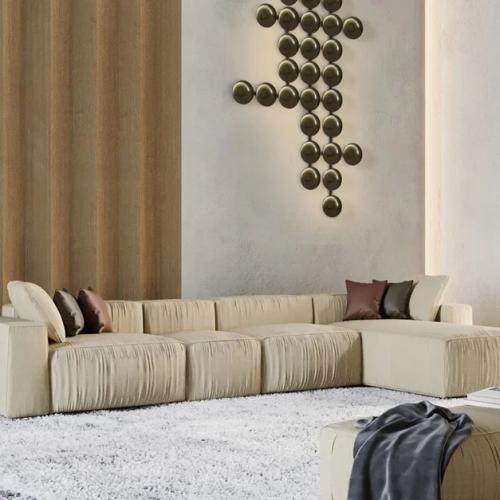 Cream Modern L-Shaped Deep Sectional Sofa Furniture Set for Living Room Lounge-Luxury sofa Lifestyle View by Luxury Group International