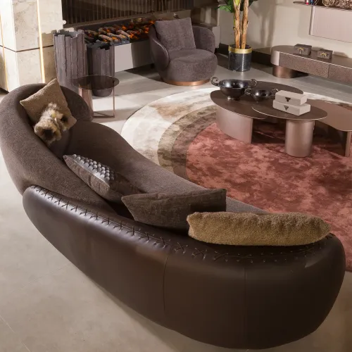Dark Brown Swivel Accent Round Barrel Luxury Modern Upholstered Armchair by Luxury Group International